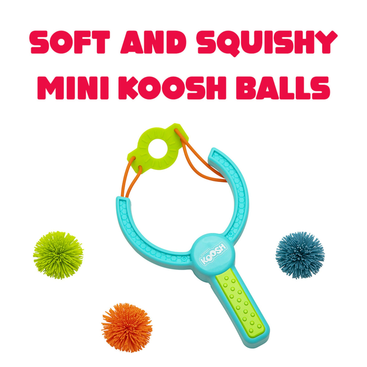 Koosh Slingshot – Kids Games, Outdoor Games for Adults and Family, Beach Toys, Fidget Toys for Kids, 3 Mini Balls Included, Easy Storage Handle, Just Load, Pull, and Launch, Screen-Free, Ages 6+