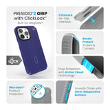 Speck - Presidio2 Grip Magsafe Case For Apple Iphone 15 Pro Max - Future Blue