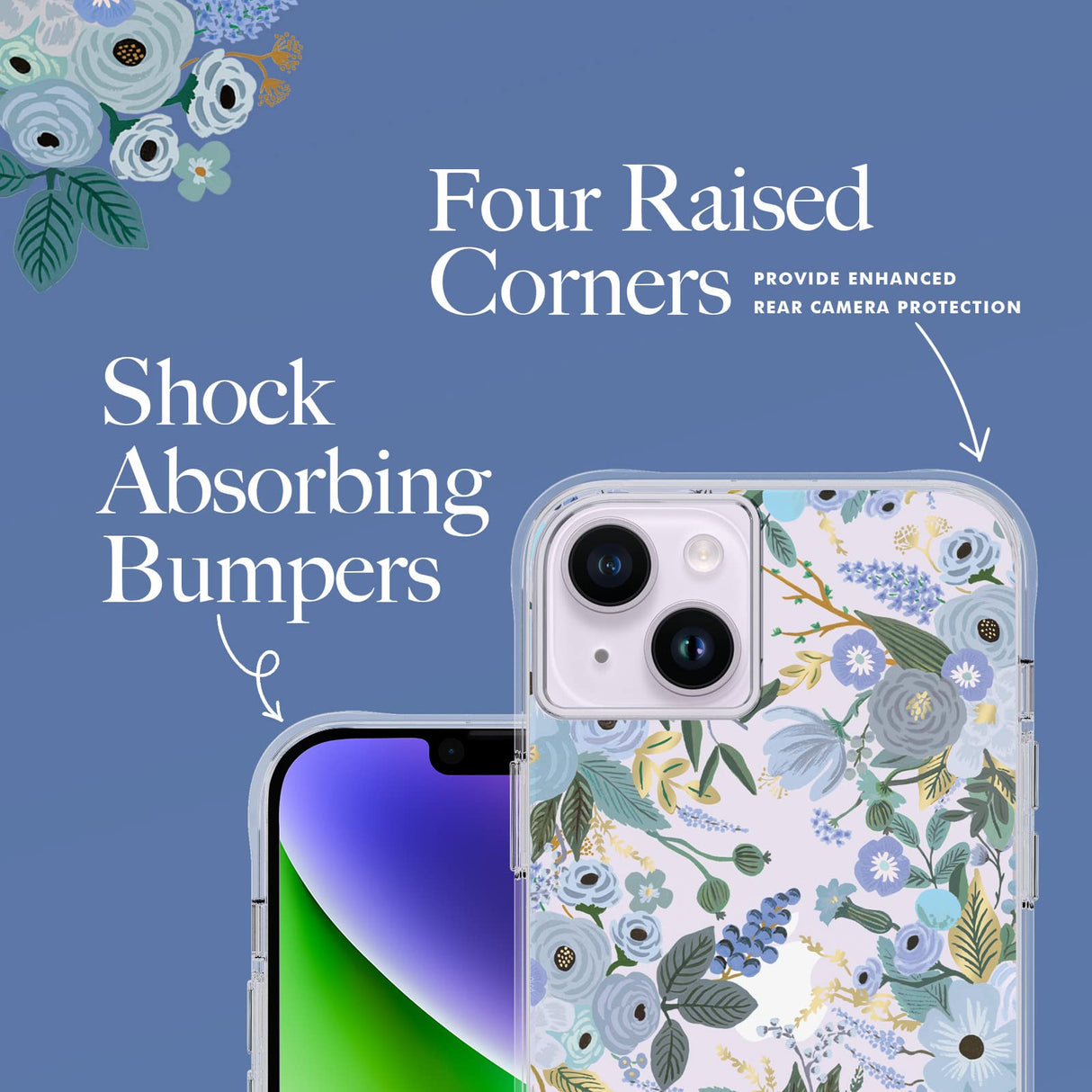 Rifle Paper Co - Ultra Slim Antimicrobial Case For Apple Iphone 14 Plus - Garden Party Blue