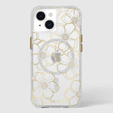 IPHONE 15 CASE-MATE FLORAL GEMS CASE WITH MAGSAFE - GOLD