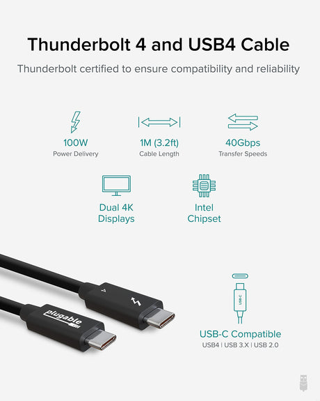 PLUGABLE THUNDERBOLT 4 CABLE 1M