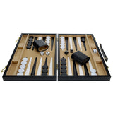 WE Games Backgammon Set, Black Leatherette Case, 14.75 x 9.75 in. Closed; 19.25 x 14.75 in. Open, Family Board Games, Board Games for Adults and Family, Travel Board Games, 2 Player Games