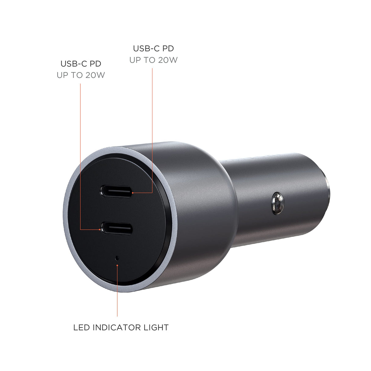 Satechi - Dual Usb C Pd Car Charger 40w - Space Gray