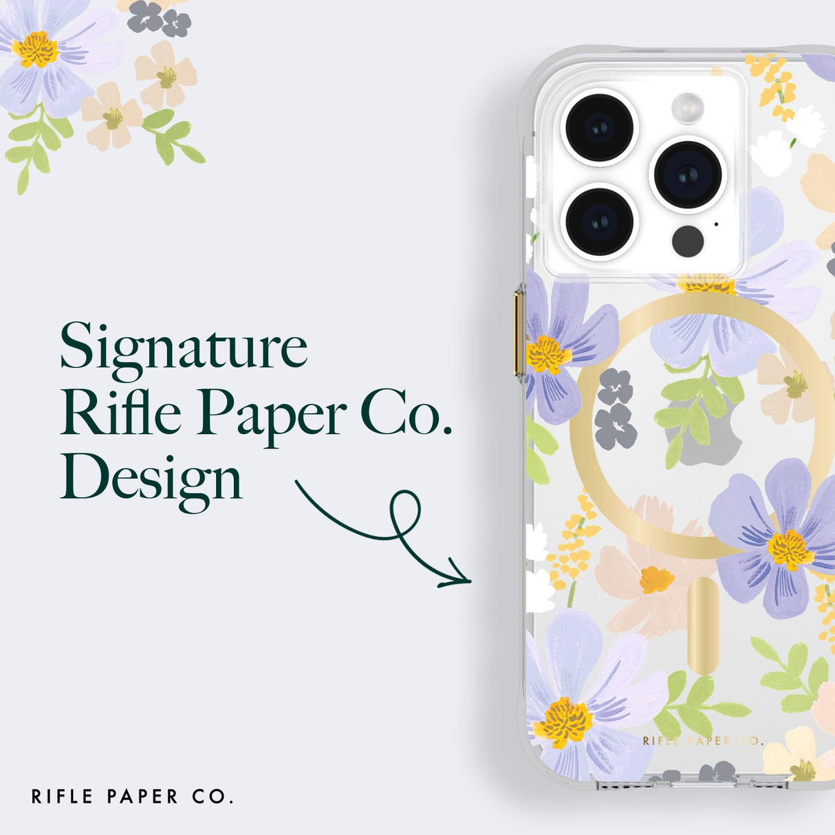 Rifle Paper Co - Magsafe Case For Apple Iphone 15 Pro - Pastel Marguerite