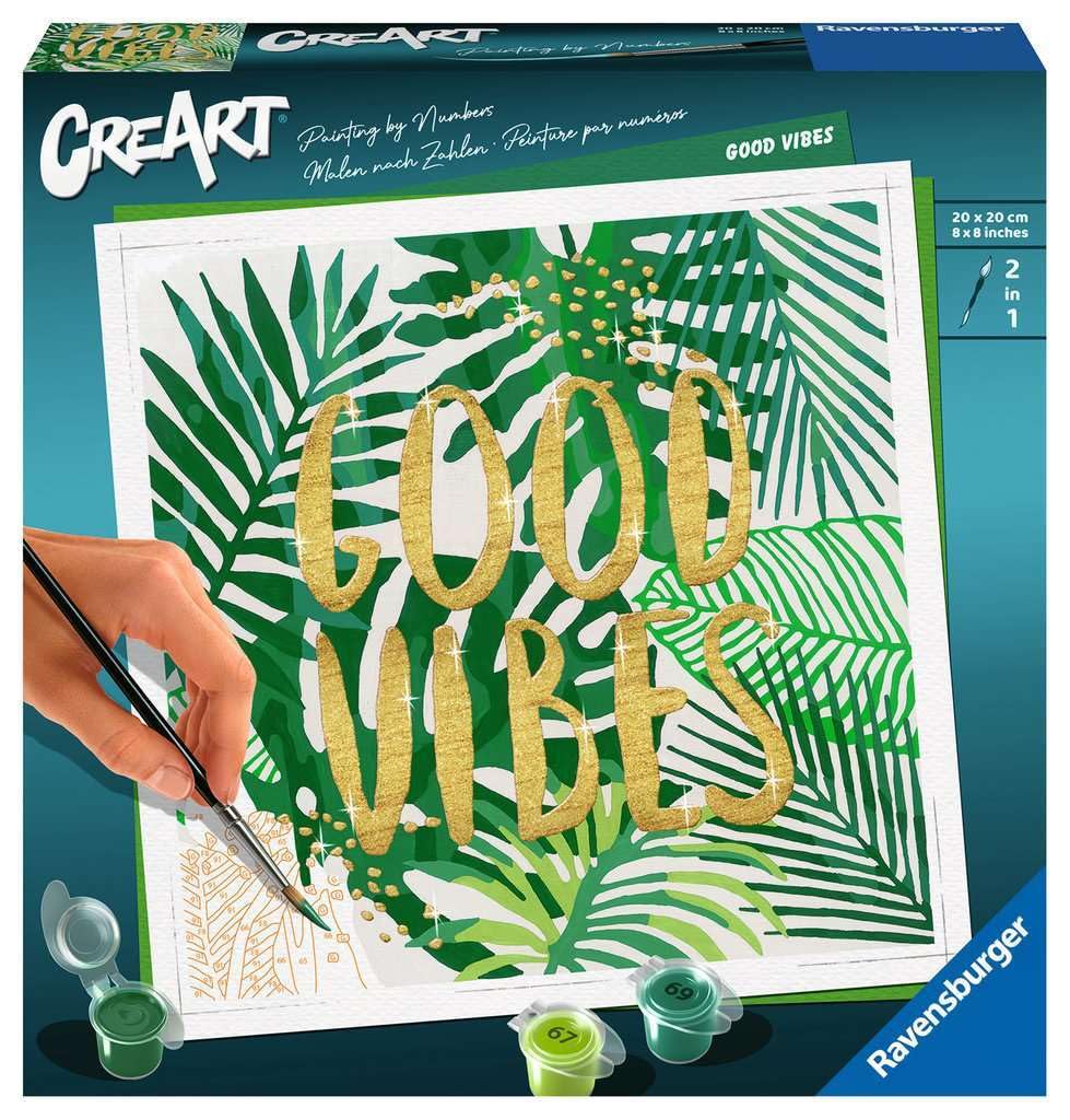 Ravensburger CreArt Good Vibes Paint by Numbers Kit for Adults - Painting Arts and Crafts for Ages 12 and Up