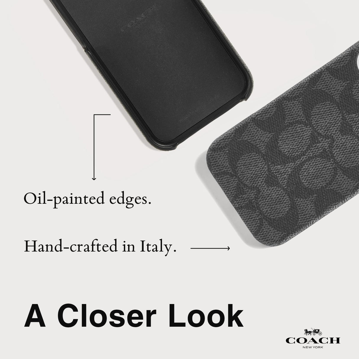 Coach - Slim Wrap Case For Apple Iphone 16 Pro - Signature Charcoal