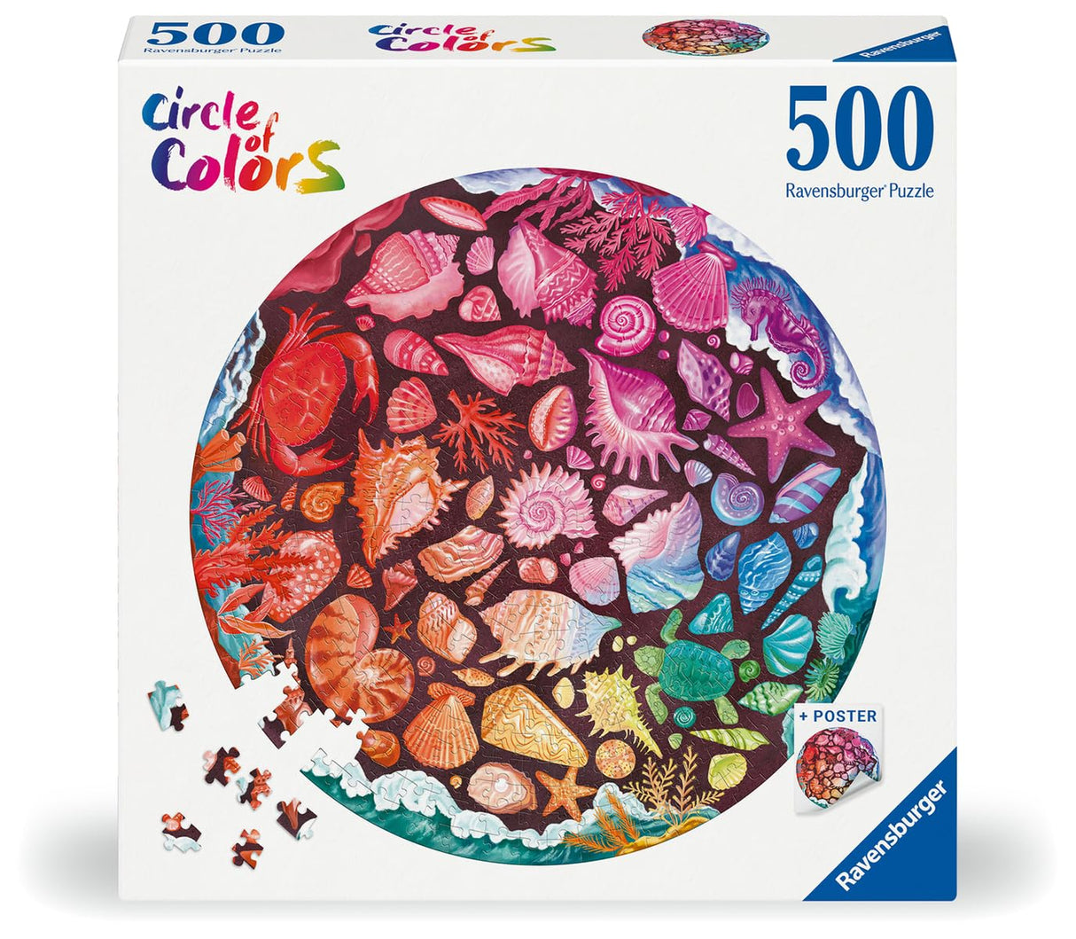 Ravensburger Circle of Colors: Seashells 500 Piece Jigsaw Puzzle for Adults - 12000823 - Handcrafted Tooling, Made in Germany, Every Piece Fits Together Perfectly