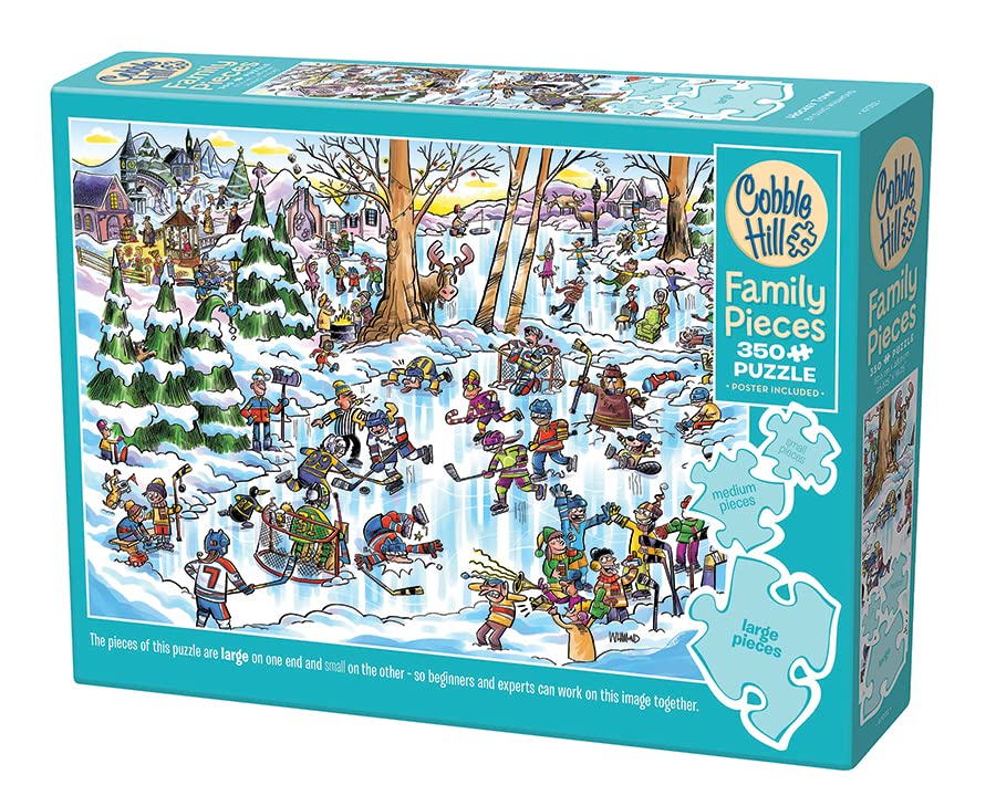 Cobble Hill Family Piece's 350 Puzzle - Hockey Town - Sample Poster Included