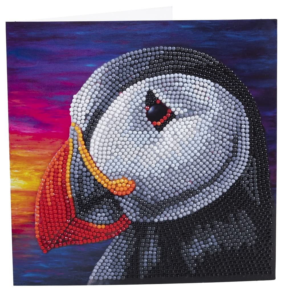 Craft Buddy DIY Crystal Art / Diamond Painting Greetings Card Kit - Puffin Sunset