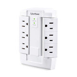 CyberPower CSB600WS Surge Protector, 900J/125V, 6 Swivel Outlets, Wall Tap, White, UL Listed