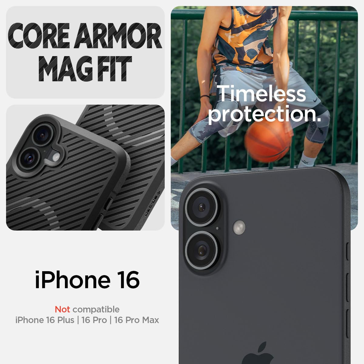 Spigen - Core Armor Magsafe Case For Apple Iphone 16 - Matte Black