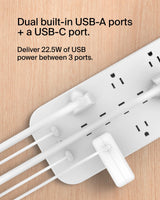 Belkin - 12 Outlet Surge Protector With Usb C And Usb A Ports - White