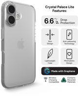 Zagg - Crystal Palace Lite Case For Apple Iphone 16 - Clear