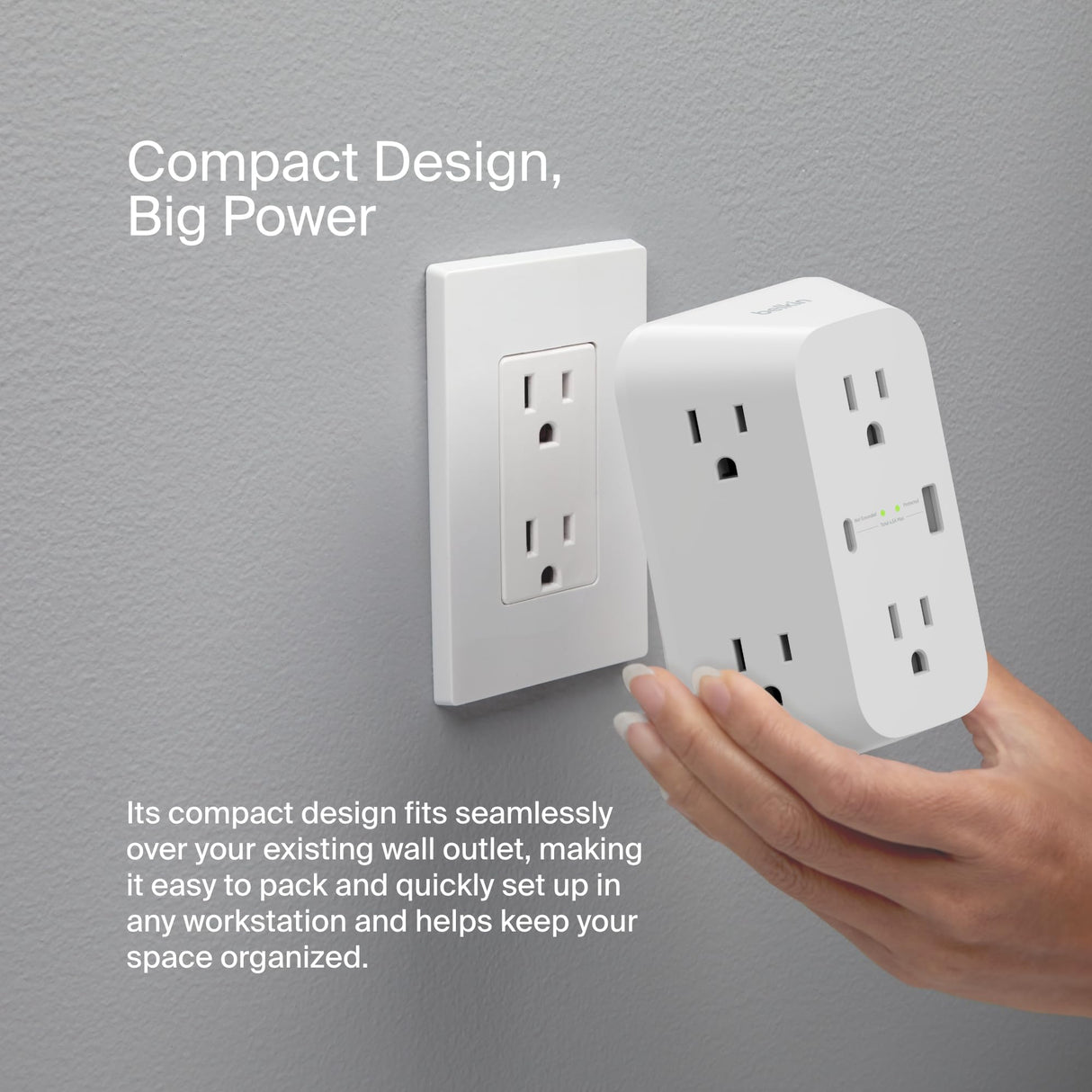 Belkin - 6 Outlet Wall Surge Protector With Usb C And Usb A Ports - White