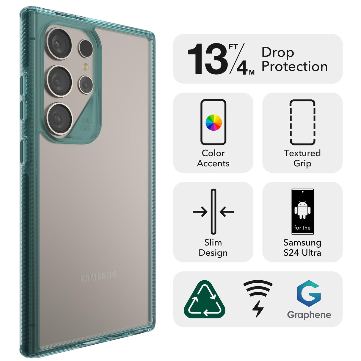 Zagg - Santa Cruz Case For Samsung Galaxy S24 Ultra - Aquamarine