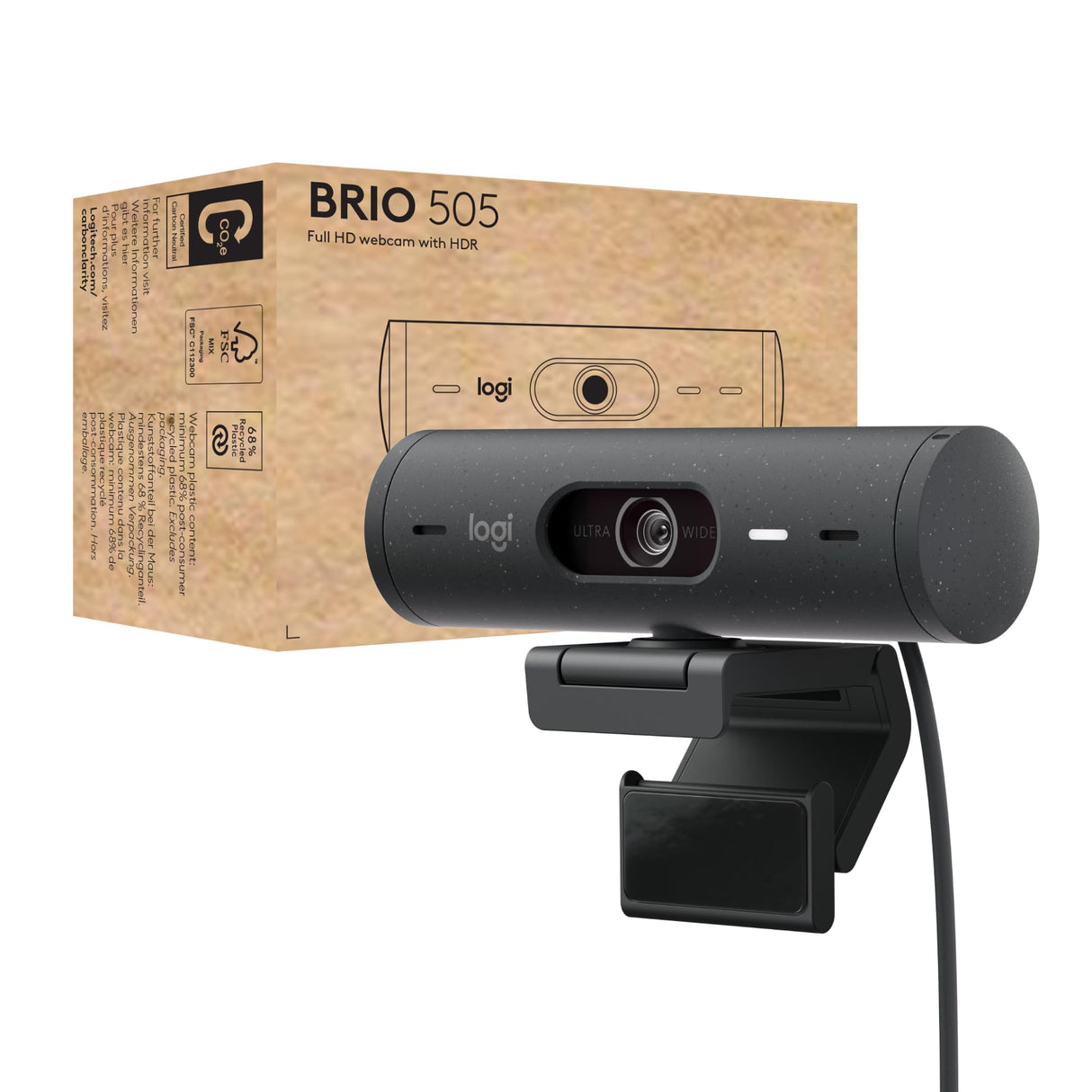 LOGITECH BRIO 505 TAA COMPLIANT FULL HD WEBCAM WITH AUTO LIGHT CORRECTION