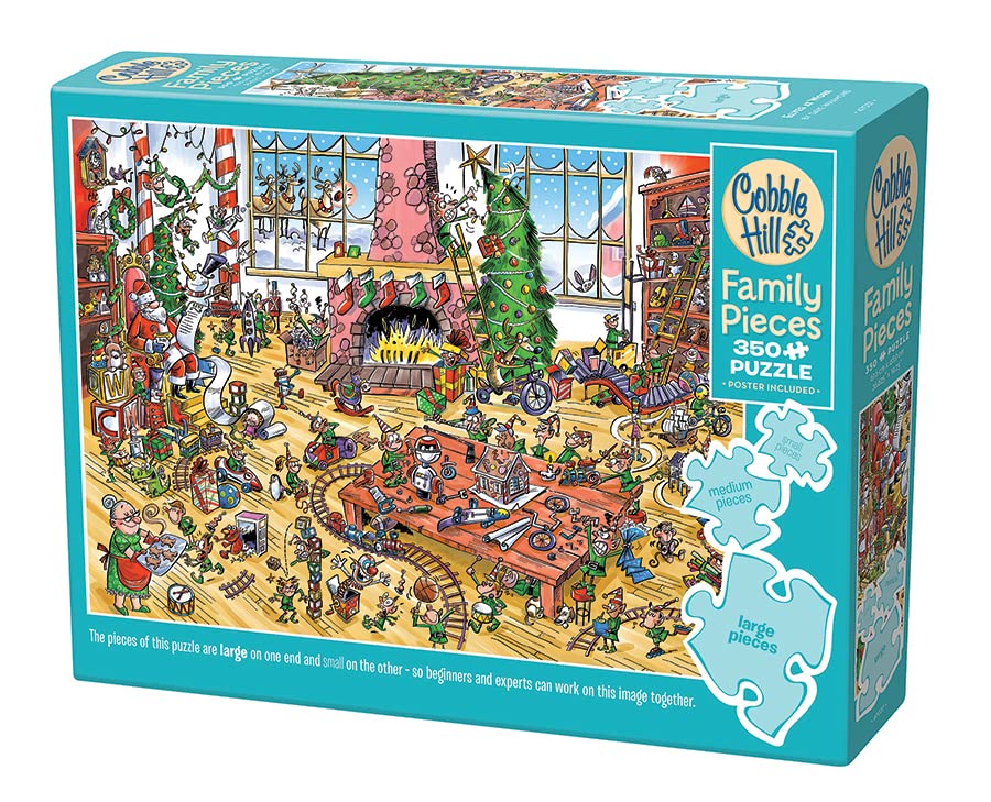 Cobble Hill Family Piece's 350 Puzzle - Elves at Work - Sample Poster Included