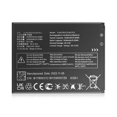 SHENMZ TLi017D1 Battery, Upgraded [2500mAh] High Capacity Replacement Li-Polymer Battery with Applicable to TCL Flip Pro VZW-TCL-4056W TLi017D1/TLi017C1