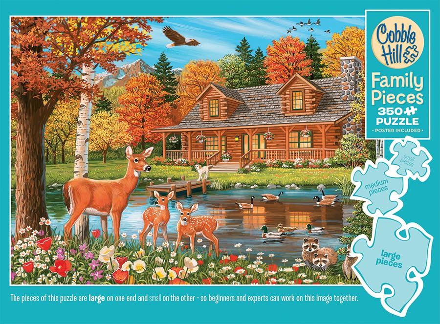 Cobble Hill Family Piece's 350 Puzzle - Cottage Pond (Family) - Sample Poster Included