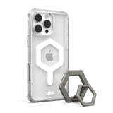 Urban Armor Gear (uag) - Plyo Magsafe Case And Ring Stand For Apple Iphone 16 Pro Max - Ice White And Titanium