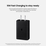 Samsung - Power Adapter 15w With Usb C Cable - Black