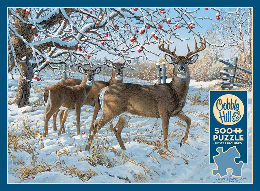 Cobble Hill 500 Piece Puzzle - Winter Deer - Sample Poster Included