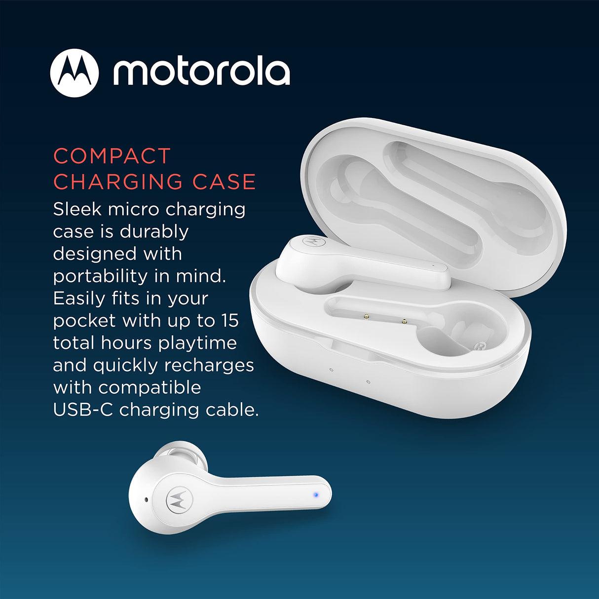 Motorola - Motobuds 085 In Ear True Wireless Bluetooth Earbuds - White