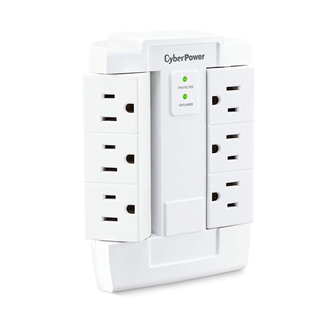 CyberPower CSB600WS Surge Protector, 900J/125V, 6 Swivel Outlets, Wall Tap, White, UL Listed
