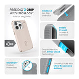 Speck - Presidio2 Grip Magsafe Case For Apple Iphone 15 Pro - Bleached Bone