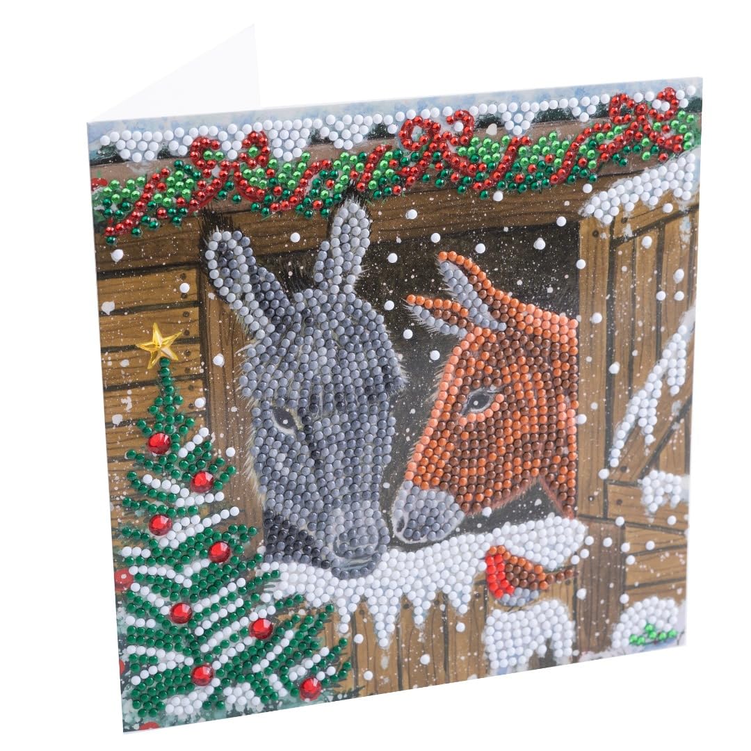 Craft Buddy - Crystal Art - Winter Donkeys - Crystal Art Card 18X18CM