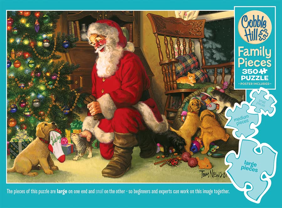 Cobble Hill Family Piece's 350 Puzzle - Santa's Lucky Stocking - Sample Poster Included