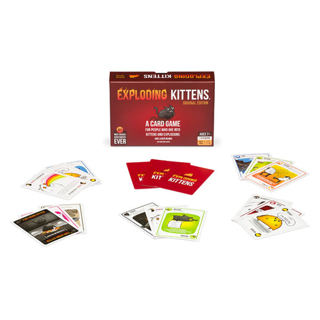 Exploding Kittens Original Edition - Hilarious Game for Family Game Night - Funny Card Games for Ages 7 and Up - 56 Cards - 2-5 Players - 15 Minutes of Play