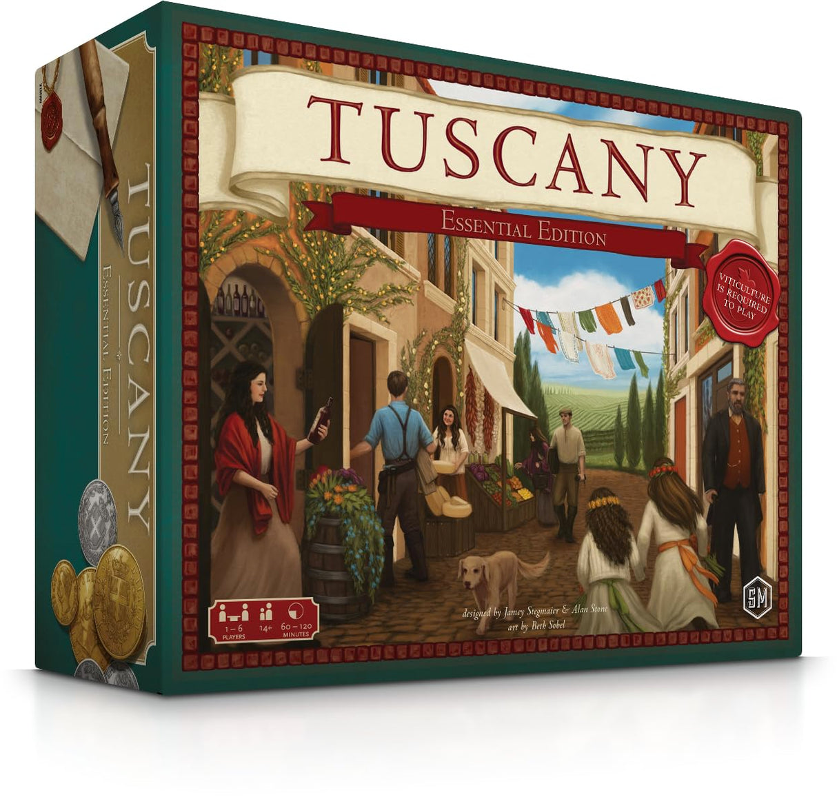 Stonemaier Games Viticulture: Tuscany Expansion Essential Edition, 1-6 Players, Ages 14+, 150 Mins, New Board, Cards, Workers