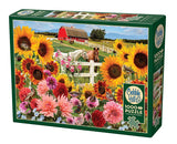 Cobble Hill 1000 Piece Puzzle - Sunflower Farm - Sample Poster Included