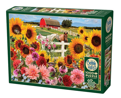 Cobble Hill 1000 Piece Puzzle - Sunflower Farm - Sample Poster Included