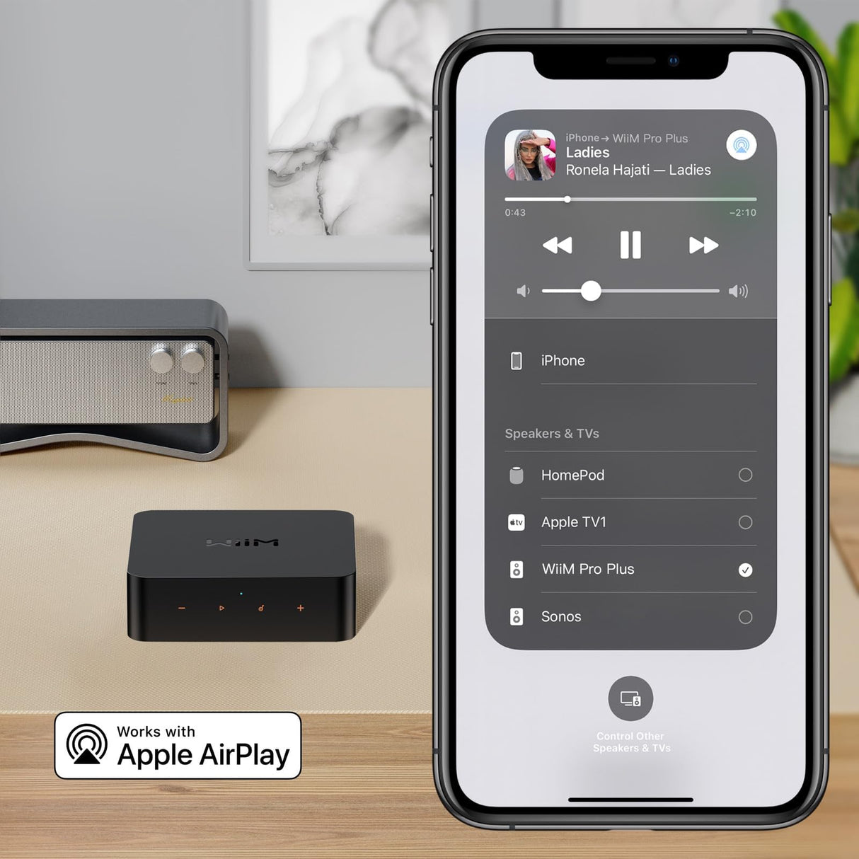 WiiM Pro Plus AirPlay 2 Receiver, Google Cast Audio, Multiroom Streamer with Premium AKM DAC, Voice Remote, Works with Alexa/Siri/Google, Stream Hi-Res Audio from Spotify, Amazon Music, Tidal and More