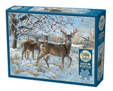 Cobble Hill 500 Piece Puzzle - Winter Deer - Sample Poster Included