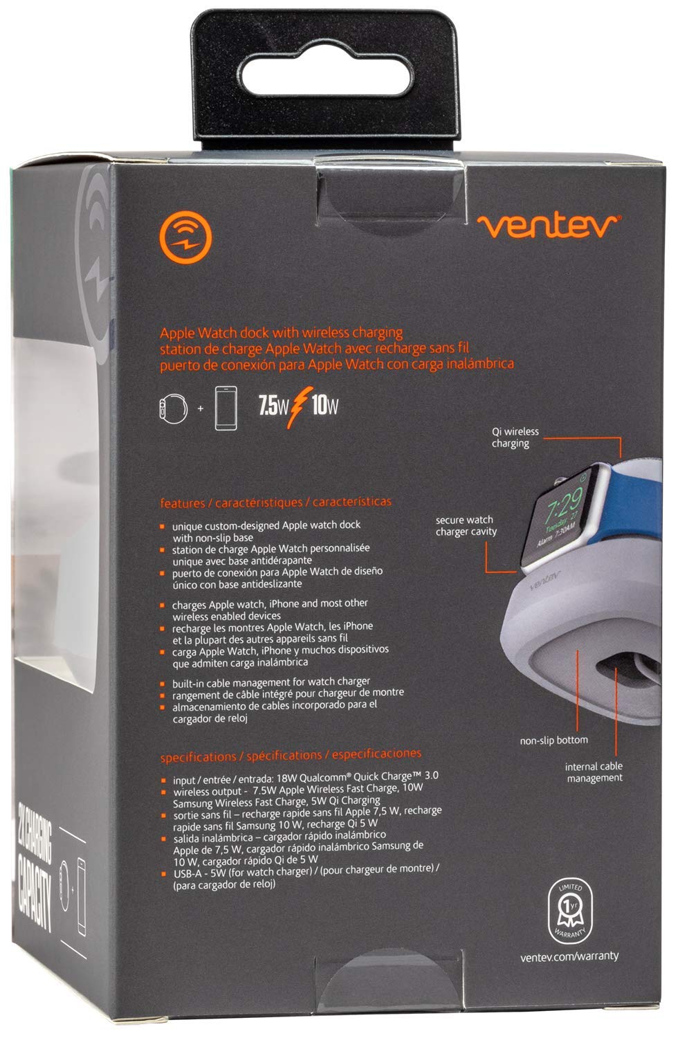 Ventev - Wireless Watchdock Duo 10w - White And Gray