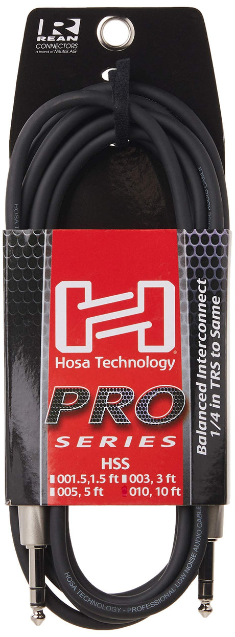 HOSA 10' PRO BALANCED INTERCONNECT REAN 1/4" TRS TO SAME