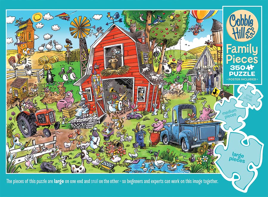 Cobble Hill Family Piece's 350 Puzzle - Farmyard Folly - Sample Poster Included