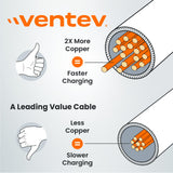 Ventev - Chargesync Flat Usb A To Usb C Cable 3.3ft - Black