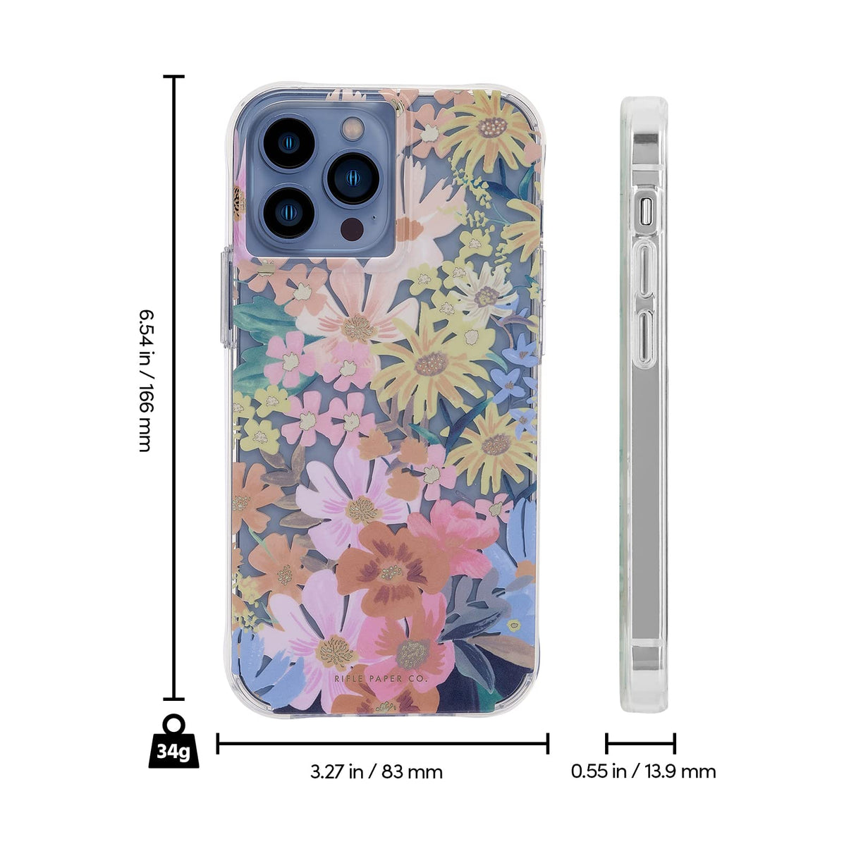 Rifle Paper Co. iPhone 13 Pro Max Case - 10ft Drop Protection with Wireless Charging - Luxury Floral Print 6.7" Case for iPhone 13 Pro Max - Slim, Anti Scratch, Shock Absorbing Materials - Marguerite