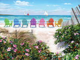 White Mountain Puzzles - Rainbow Chairs - 500 Piece Jigsaw Puzzle