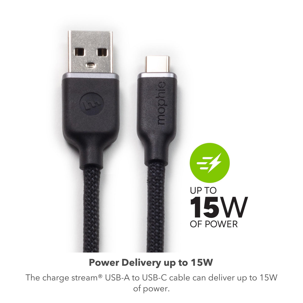 Mophie - Usb A To Usb C Cable 3ft - Black