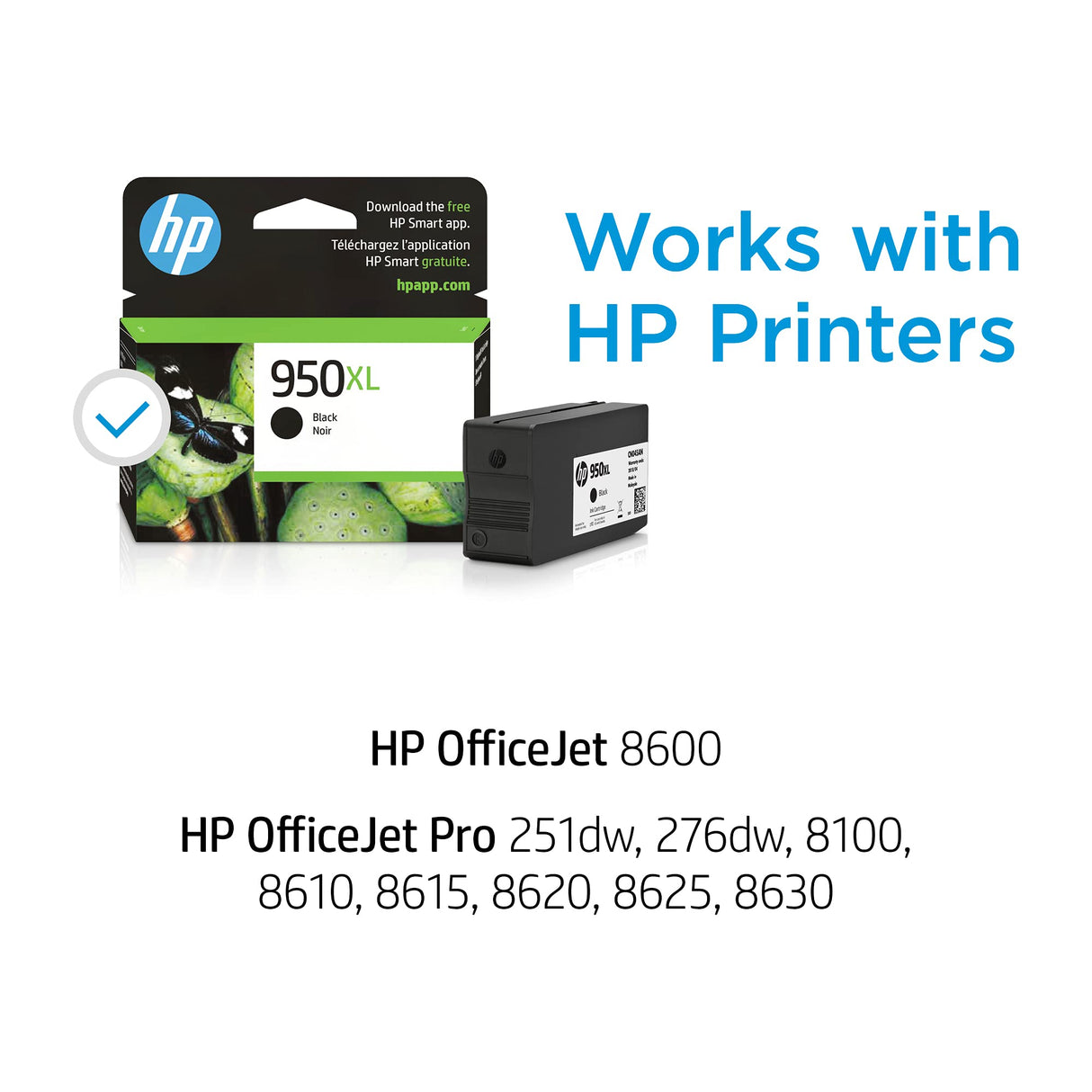 HP 950XL Black High-yield Ink Cartridge | Works with HP OfficeJet Pro 251dw, 276dw, 8100, 8600 Series | CN045AN