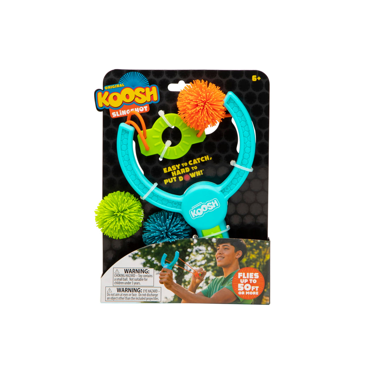 Koosh Slingshot – Kids Games, Outdoor Games for Adults and Family, Beach Toys, Fidget Toys for Kids, 3 Mini Balls Included, Easy Storage Handle, Just Load, Pull, and Launch, Screen-Free, Ages 6+