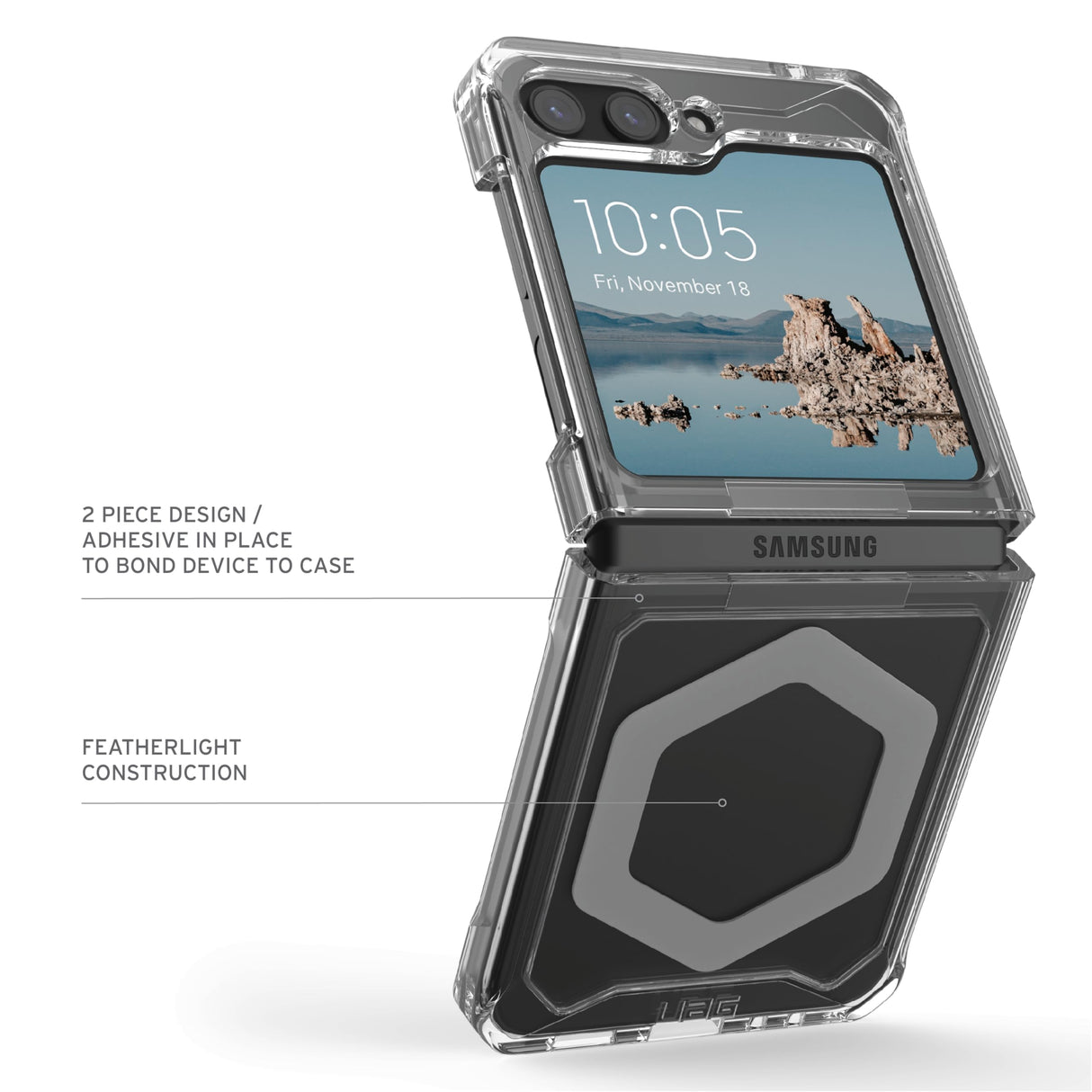 Urban Armor Gear (uag) - Plyo Pro Case For Samsung Galaxy Z Flip5 - Ice And Silver