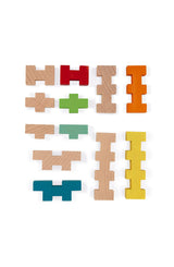 Janod 100 Piece Wooden Building Kit with Notched Blocks - Ages 6+