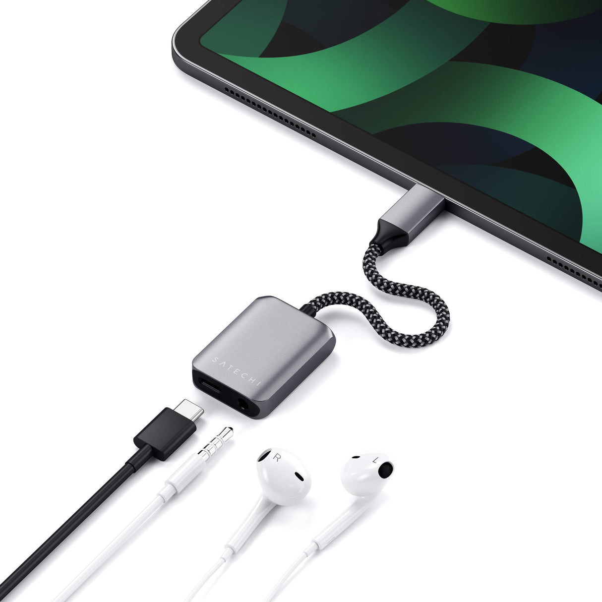 Satechi - Usb C To 3.5mm Audio And Pd Adapter - Space Gray