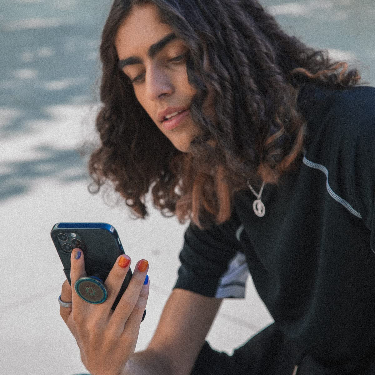 PopSockets: iPhone 13 Pro Max Case with Phone Grip and Slide, Wireless Charging Compatible - Clear Spearmint